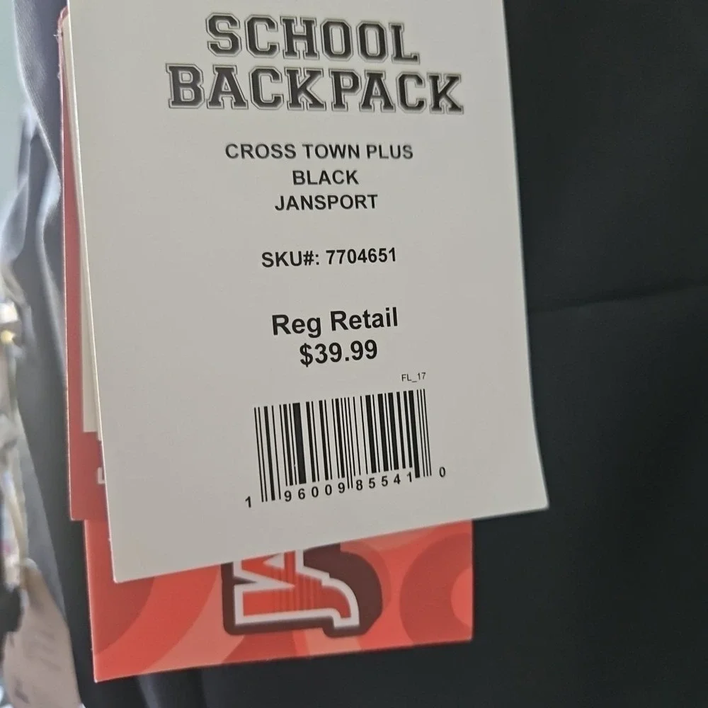 JanSport Black Cross Town Plus 15